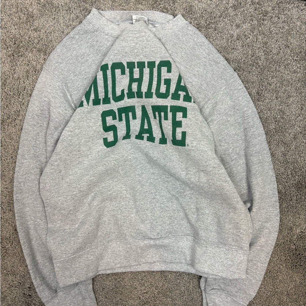 Y2k gray‎ michigan state spell out crewneck